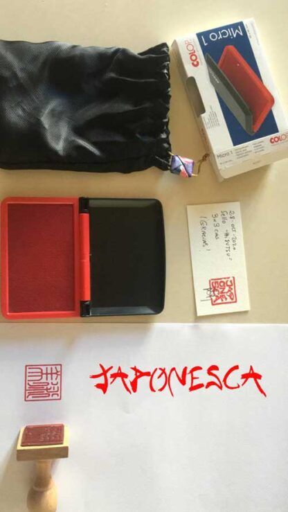 Kit de sello hanko personalizado con bolsita y tinta