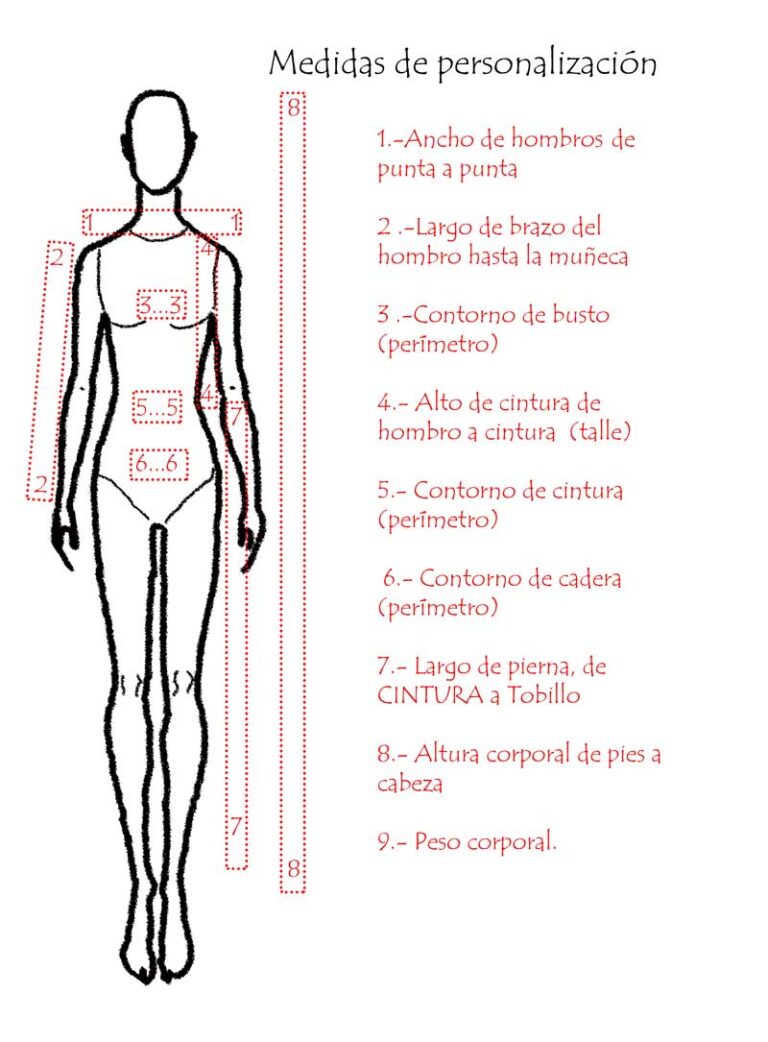 medidas personales para moda de kimono