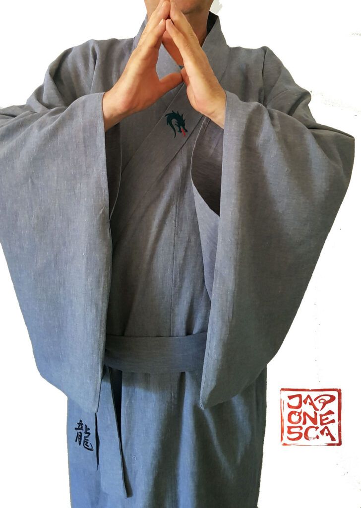 Yukata personalizado en lino color tejano