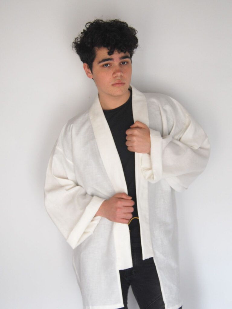 Haori en lino bkanco